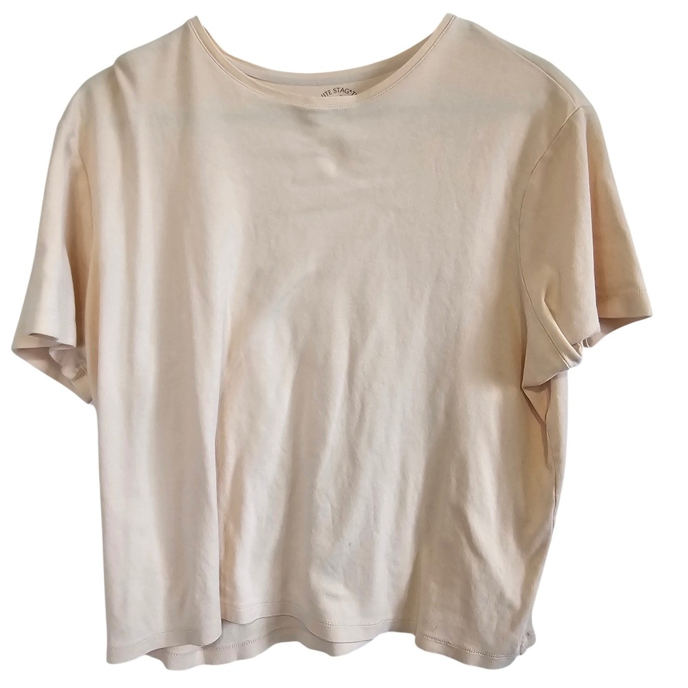 White Stag Womens XL Cream 100% Cotton Short Sleeve Crew Neck Tee Shirt XL 16/18